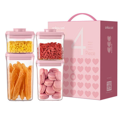 4pcs Pink Airtight Food Container Set