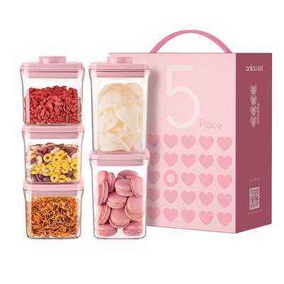 5pcs Pink Airtight Food Container Set