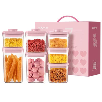 7pcs Pink Airtight Food Container Set