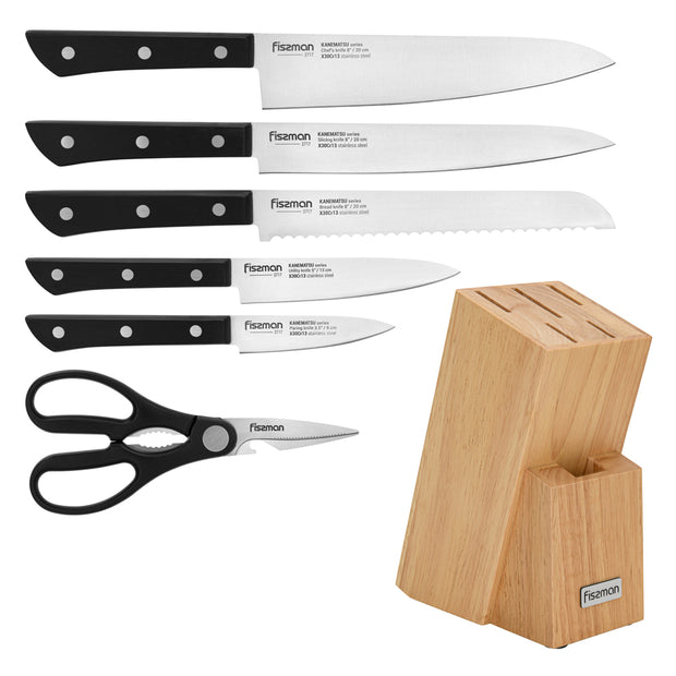 5pcs Knives & Scissor with Wooden Stand Set