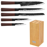 5pcs Knives with Squarish Wooden Stand Set