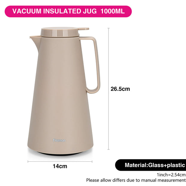 Sleek 1000ml Vacuum Insulated Jug - Mocha Cream