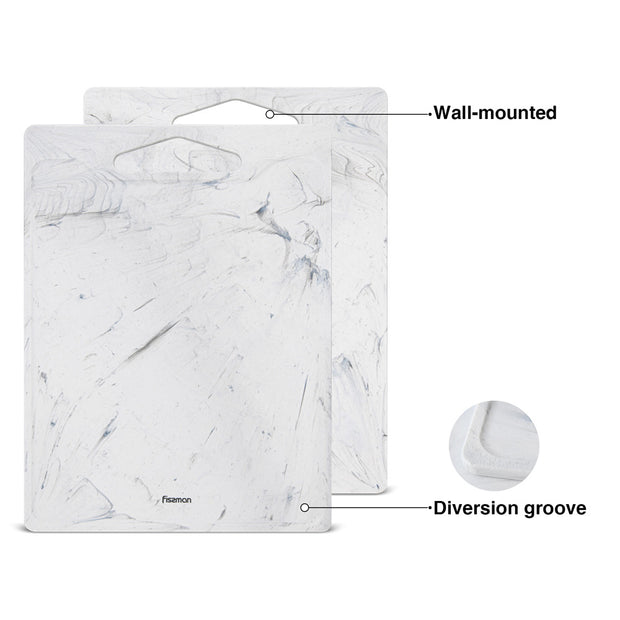 Plastic Cutting Board with Top Handle - Marble, 42*31cm
