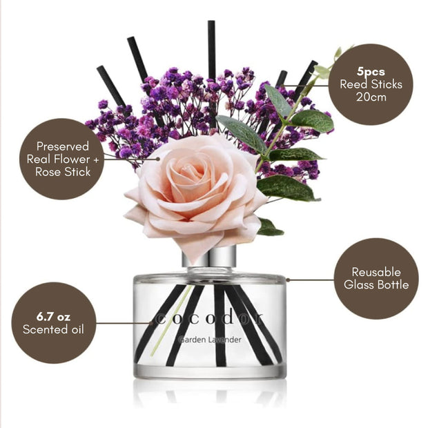 Rose Flower Reed Diffuser 200ml - Floral Bouquet