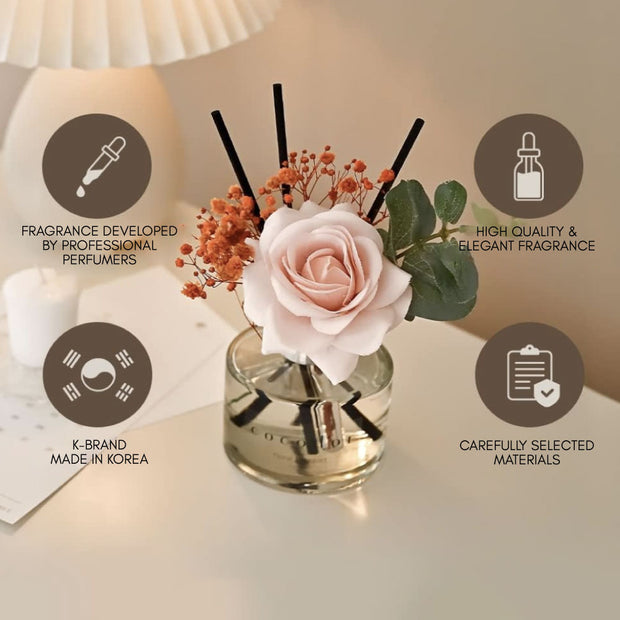 Rose Flower Reed Diffuser 200ml - Pure Cotton