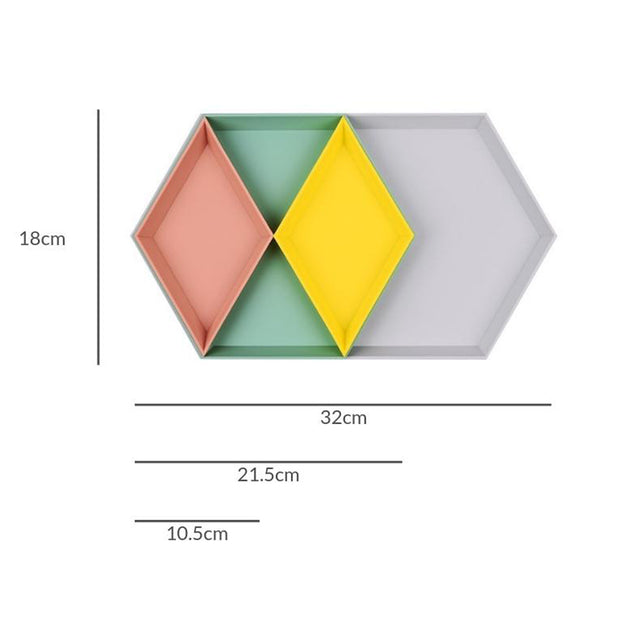 4pcs Geometric Tray Set Size