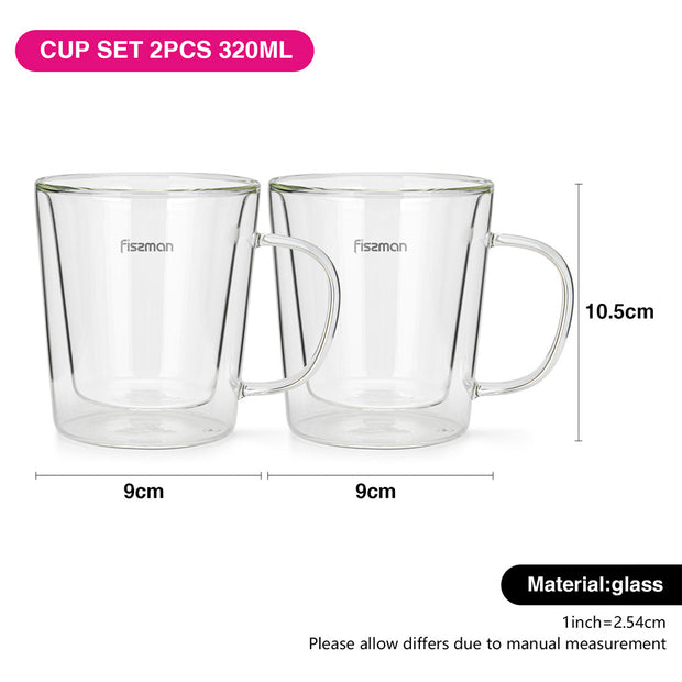 Borgia 2pcs Double Wall Glass Cup - 320ml
