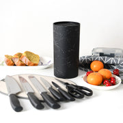 6pcs Knives & Scissors with Black Marble Stand Set