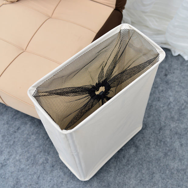 Beige Slim Laundry Bag with Wheels with Top Mesh Netting