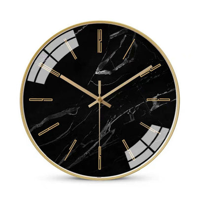 Black Marble Gold Rim Wall Clock (12inch)