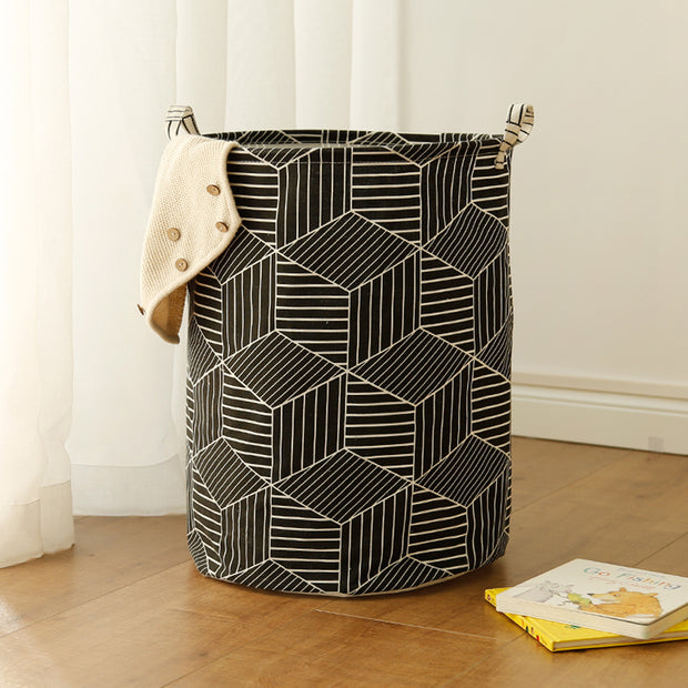 Black Cubes Geometric Laundry Basket with Clothes
