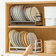 Dish Storage Rack with Bottom Tray - White