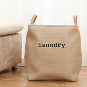 Brown Mesh Linen Rectangular Fabric Laundry Basket on Floor