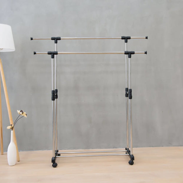 Stainless Steel Double Rod Clothes Rack Display