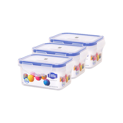 Rectangular Mini Plastic Food Container - 180ml x 3pcs