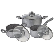 3pcs Moon Stone Series Non-stick Cookware Set with Glass Lid