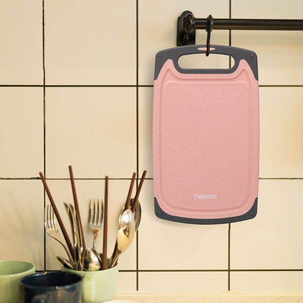 Rectangle Plastic Cutting Board with Handle - Pink, 25*15cm