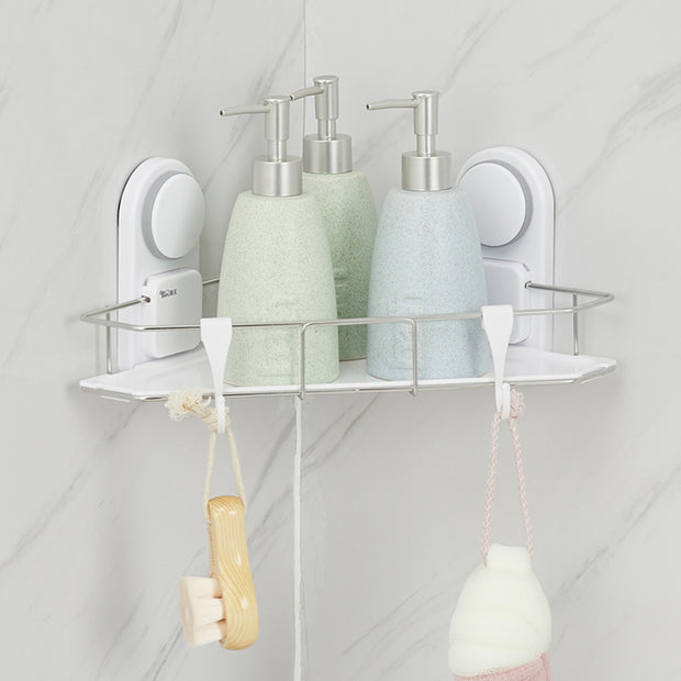 Suction Corner Shower Caddy with Hooks