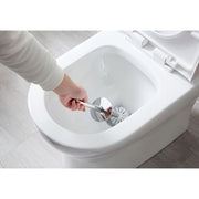 Cleaning Toilet Bowl with White Toilet Brush