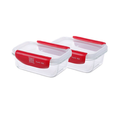 Smart Track Glass Food Container - 370ml x 2pcs
