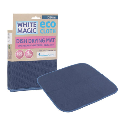 White Magic Dish Drying Mat - Denim