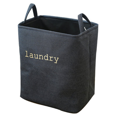 Navy Mesh Linen Rectangular Fabric Laundry Basket