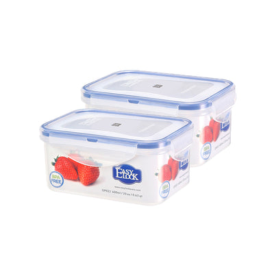Rectangular Plastic Food Container - 600ml x 2pcs