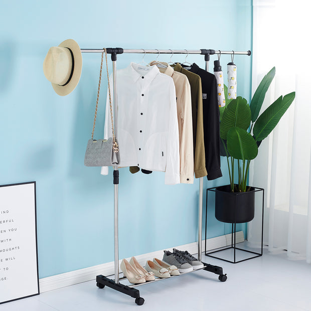 Stainless Steel Single Rod Clothes Rack Side Display