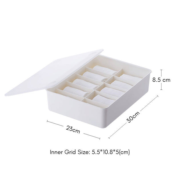Stackable 10 Grids Box Organizer - White