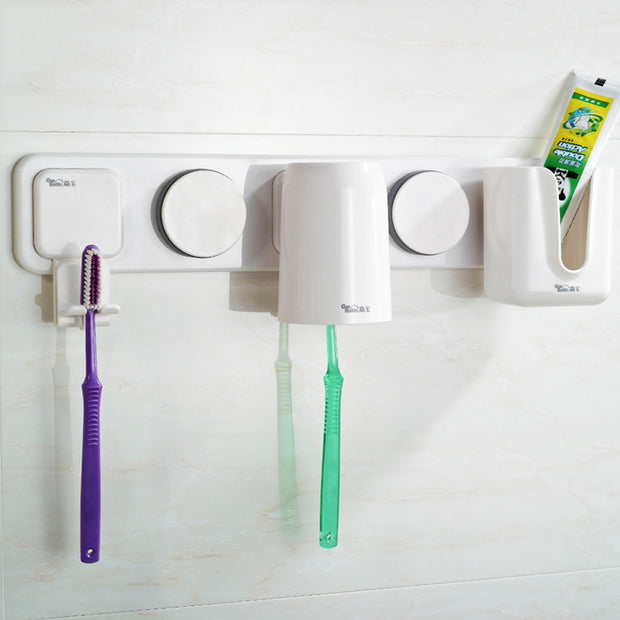 Suction Couple Toothbrush Holder with Cup