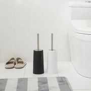 White Toilet Brush with Holder in Bathroom