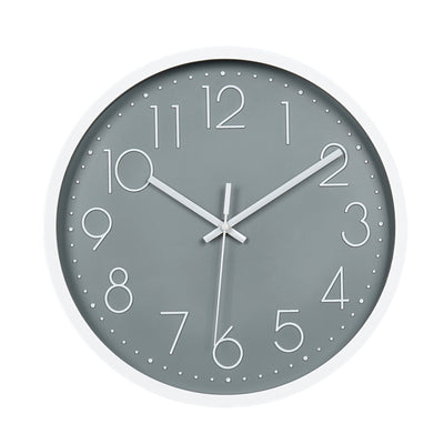 Grey Face White Rim Wall Clock (12inch)