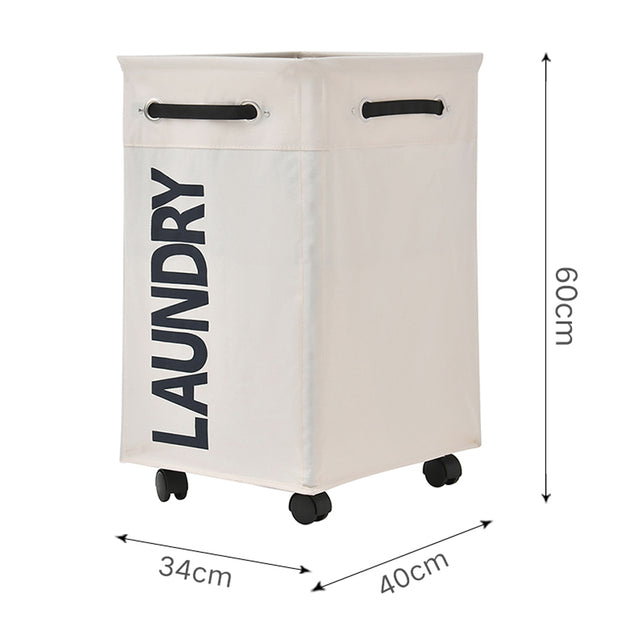Wide Laundry Bag with Wheels - Beige