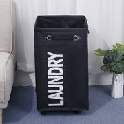 Wide Laundry Bag with Wheels - Black