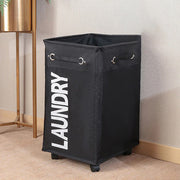 Wide Laundry Bag with Wheels - Black