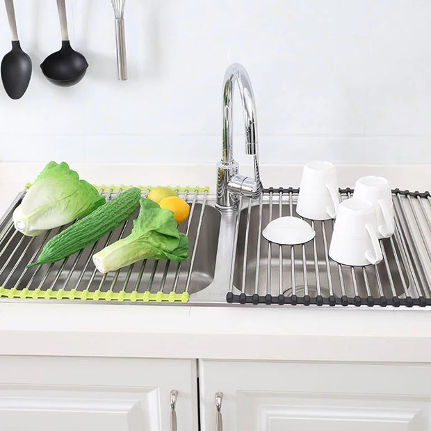 Black and Green Kitchen Sink Rack Roll