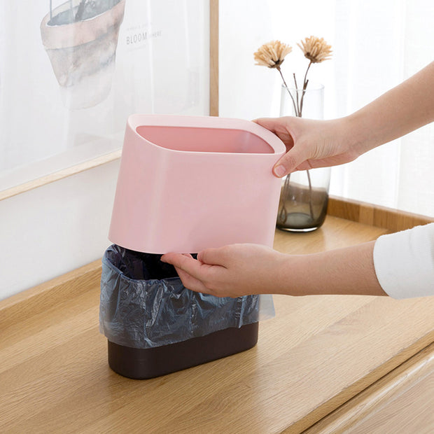 Pink Mini Table Top Waste Bin Inner and Outer Cover