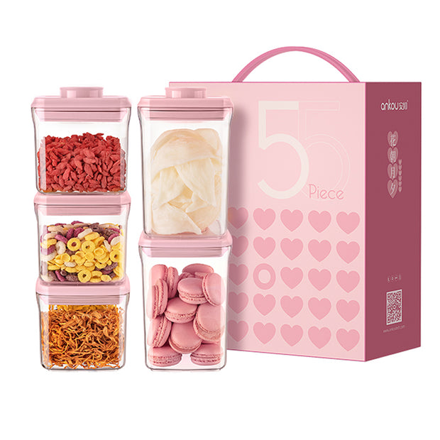 5pcs Pink Airtight Food Container Set