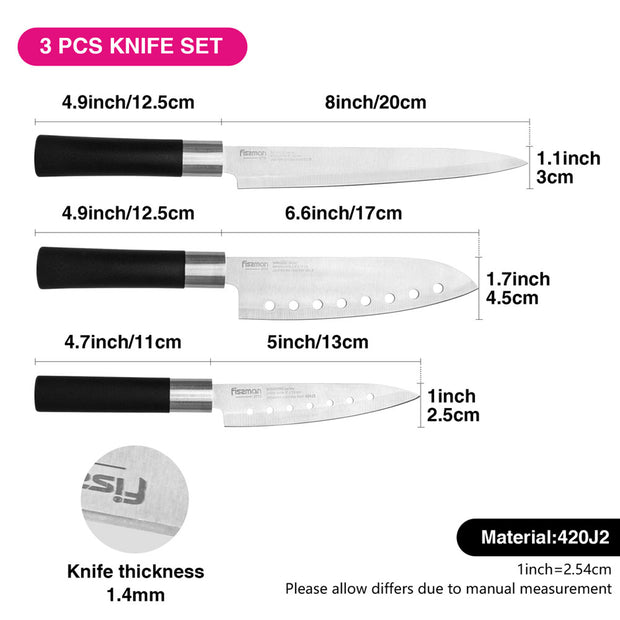 3pcs MINAMINO Japanese Knives Set