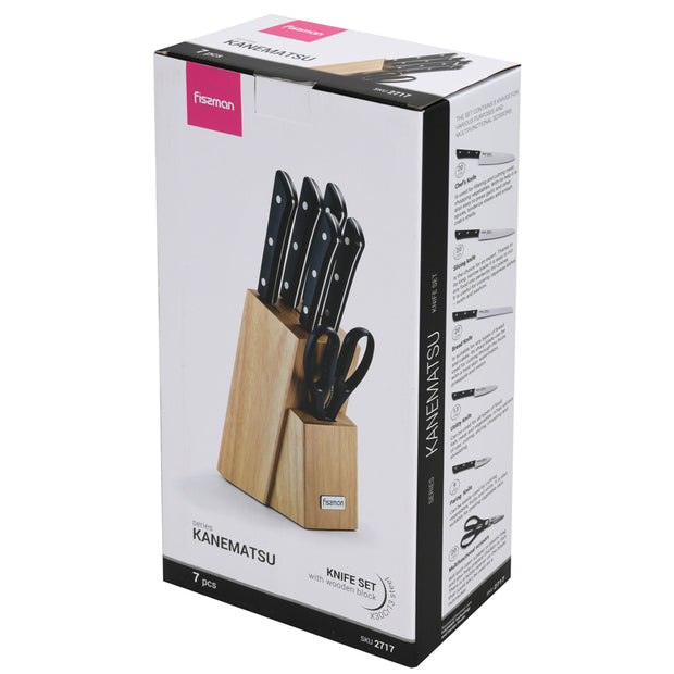 5pcs Knives & Scissor with Wooden Stand Set