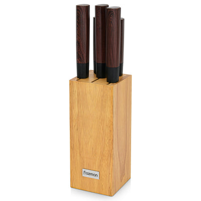 5pcs Knives with Squarish Wooden Stand Set