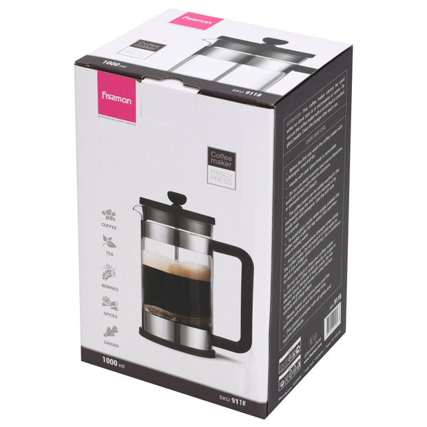 Coffee Maker French Press Stainless Steel - 1000ml