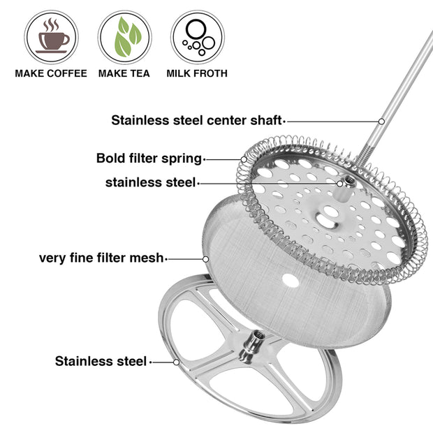 Coffee Maker French Press Stainless Steel - 1000ml