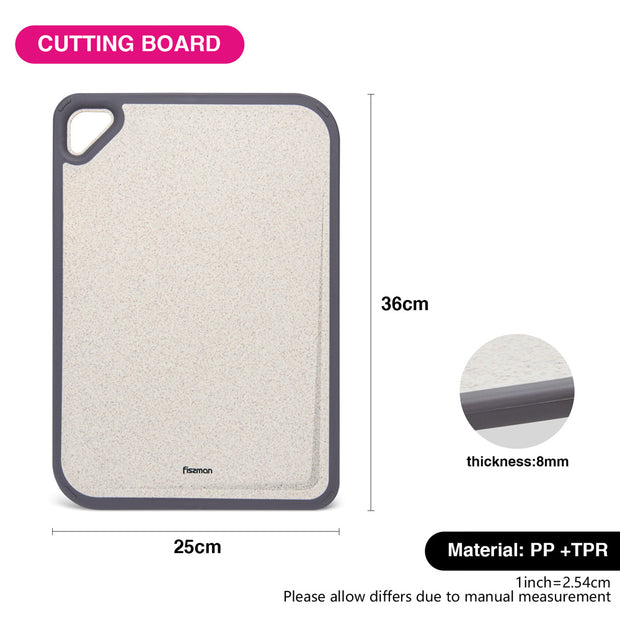 Plastic Cutting Board with Side Handle - Wheat, 36*25cm