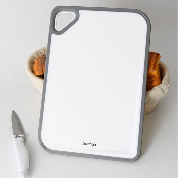 Plastic Cutting Board with Side Handle - White, 36*25cm