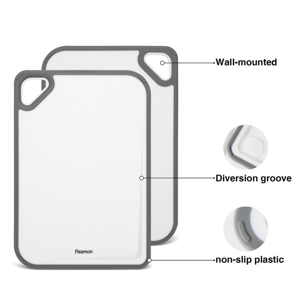 Plastic Cutting Board with Side Handle - White, 36*25cm