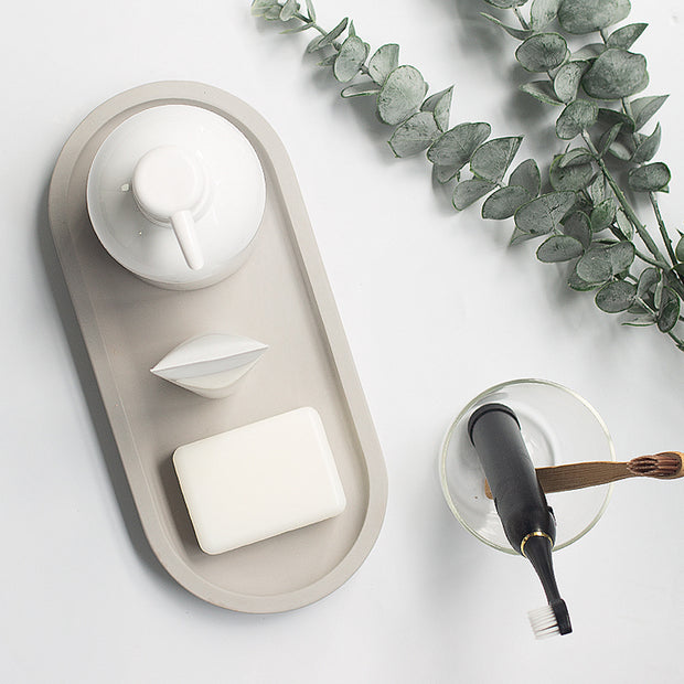 Oval Diatomite Tray - Light Grey