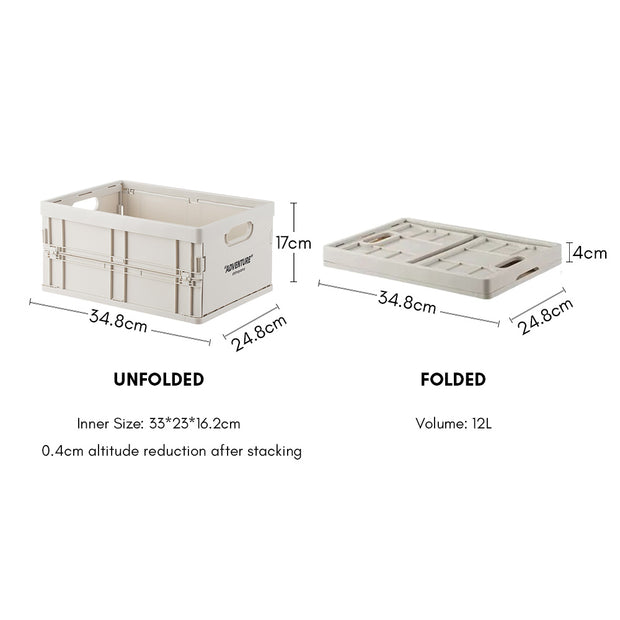 Foldable Stackable Storage Box - Cement Grey