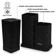 Black Marble Knives & Utensil Holder