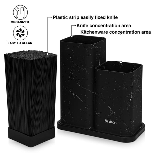 Black Marble Knives & Utensil Holder